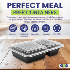 Microwave Container With Lid 2 Compartment 1X150 Pieces