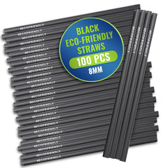 Eco Friendly Biodegradable Straw 8MM Black 100 Pieces