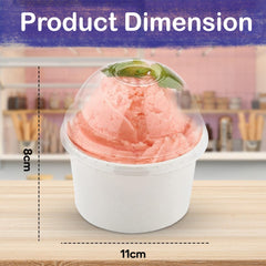 Paper Ice Cream Cup White 16 OZ With Dome Lid