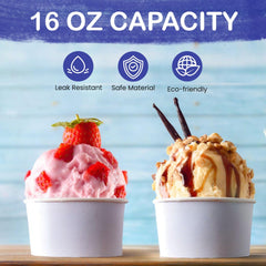 Paper Ice Cream Cup 16 OZ With Dome Lid 1X1000 Pieces