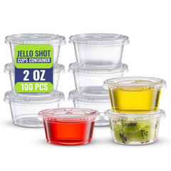 Clear Jello Shot Cup With Lid 100 Pieces-SNHPacking