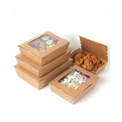 Kraft Lunch Box With Window 10 Pieces