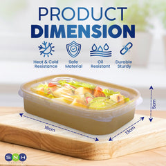 Kraft Paper Rectangular Containers with Clear Lid