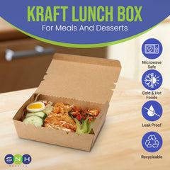 Kraft Lunch Box Without Window 25 Pieces