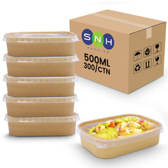 Kraft Paper Rectangular Containers with Clear Lid