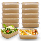 Kraft Paper Rectangular Containers with Clear Lid