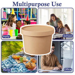 Kraft Round Soup Bowl With Lid Pack 10 Pieces