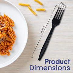 Black Plastic Fork Heavy Duty Cutlery 50 Pieces