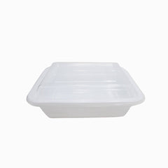 Microwave Container Rectangle White With Lid 1X150 Pieces