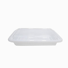 Microwave Container Rectangle White With Lid 1X150 Pieces