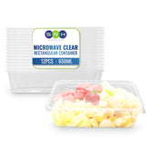 Clear Microwavable Container Rectangle 650ML With Lid