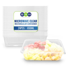 Clear Microwavable Container Rectangle 650ML With Lid