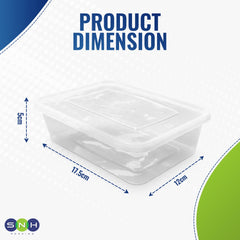 Clear Microwavable Container Rectangle 650ML With Lid