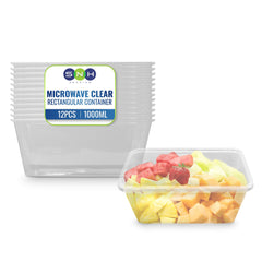 Clear Microwavable Container Rectangle 1000ML With Lid