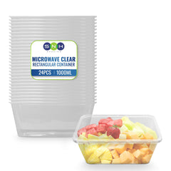 Clear Microwavable Container Rectangle 1000ML With Lid