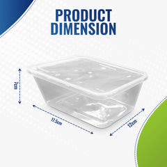 Clear Microwavable Container Rectangle 1000ML With Lid