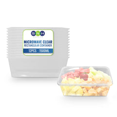 Clear Microwavable Container Rectangle 1500ML With Lid