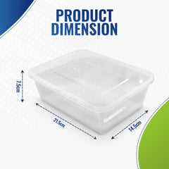 Clear Microwavable Container Rectangle 1500ML With Lid