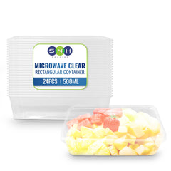 Clear Microwavable Container Rectangle 500ML With Lid