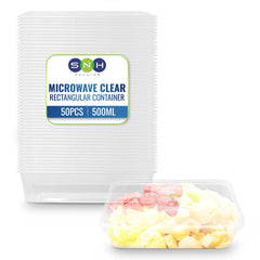Clear Microwavable Container Rectangle 500ML With Lid