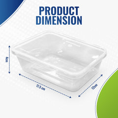 Clear Microwavable Container Rectangle 500ML With Lid