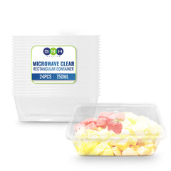 Clear Microwavable Container Rectangle 750ML With Lid