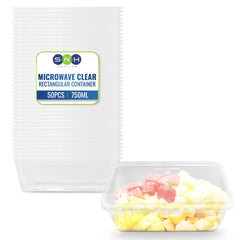 Clear Microwavable Container Rectangle 750ML With Lid