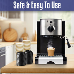 Kraft Ripple Coffee Cup With Lid 25 Pieces