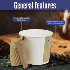 Kraft Ripple Coffee Cup With Lid 25 Pieces