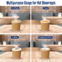 Kraft Ripple Coffee Cup With Lid 10 Pieces