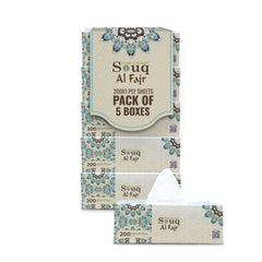 Souq Al Fajr Facial Tissue 200 Sheet 1 Ply Pack 5 Pieces