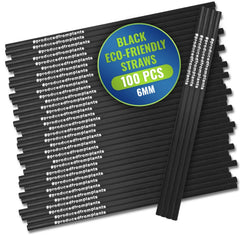 Eco Friendly Black Biodegradable Straw 6MM 100 Pieces