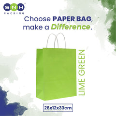 LimeGreen Paper Bag 26X12X33CM Twisted Handle
