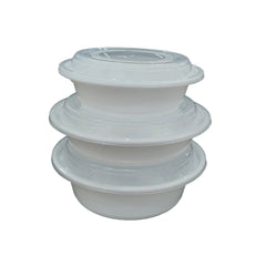 Microwave Container Round White With Lid 1X150 Pieces
