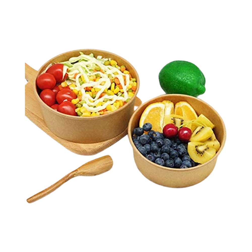 Kraft Paper Salad Bowl 1090 ML With Lid 10 Pieces