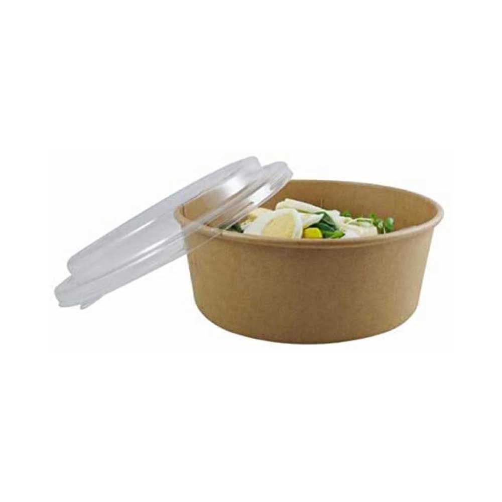 Kraft Paper Salad Bowl 1000 ML With Lid 10 Pieces