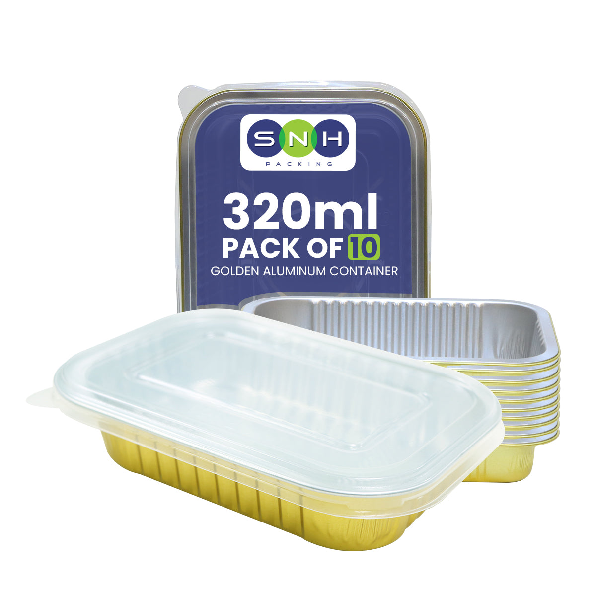 Gold Aluminum Foil Container 320ML With Lid