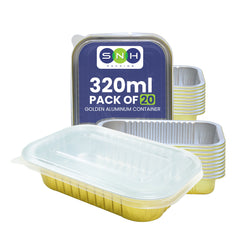 Gold Aluminum Foil Container 320ML With Lid