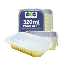 Gold Aluminum Foil Container 320ML With Lid