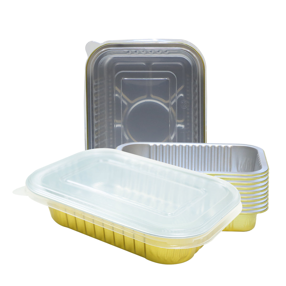 Gold Aluminum Foil Container 320ML With Lid