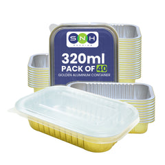 Gold Aluminum Foil Container 320ML With Lid