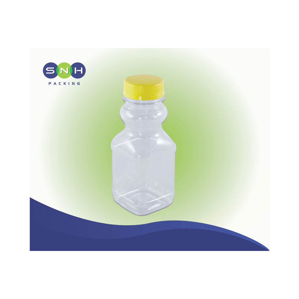 Plastic Juice Bottle 250ml Square Shape Lid 145 Pieces