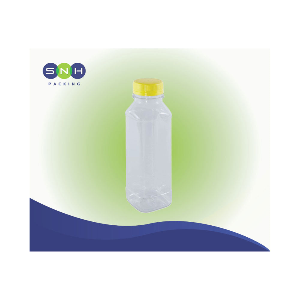 Plastic Juice Bottle 330ml Square Shape Lid 160 Pieces