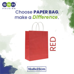 Red Paper Bag 16X8X22CM Twisted Handle