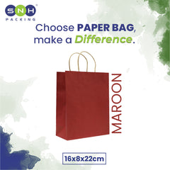 Maroon Paper Bag 16X8X22 Cm Twisted Handle