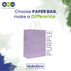 Purple Paper Bag 16X8X22 Cm Twisted Handle