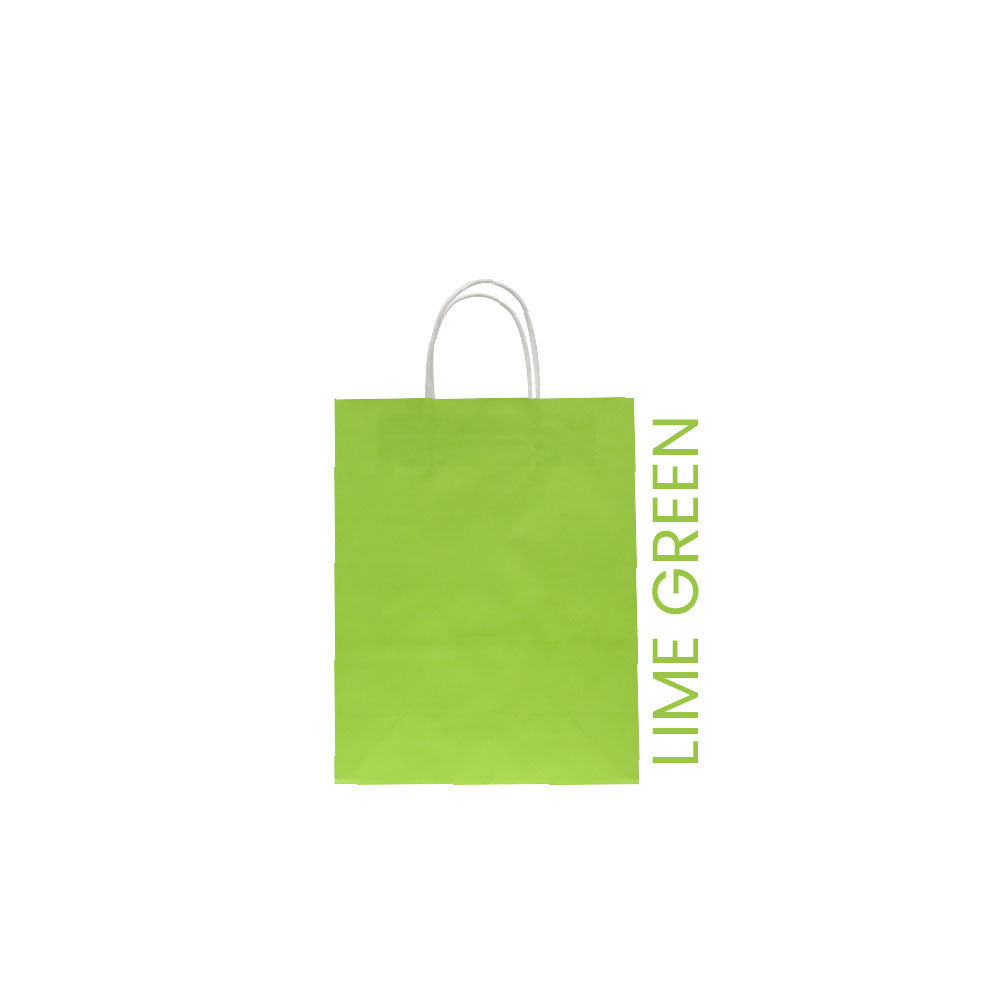 LimeGreen Paper Bag Twisted Handle 16X8X22CM 10 Pieces