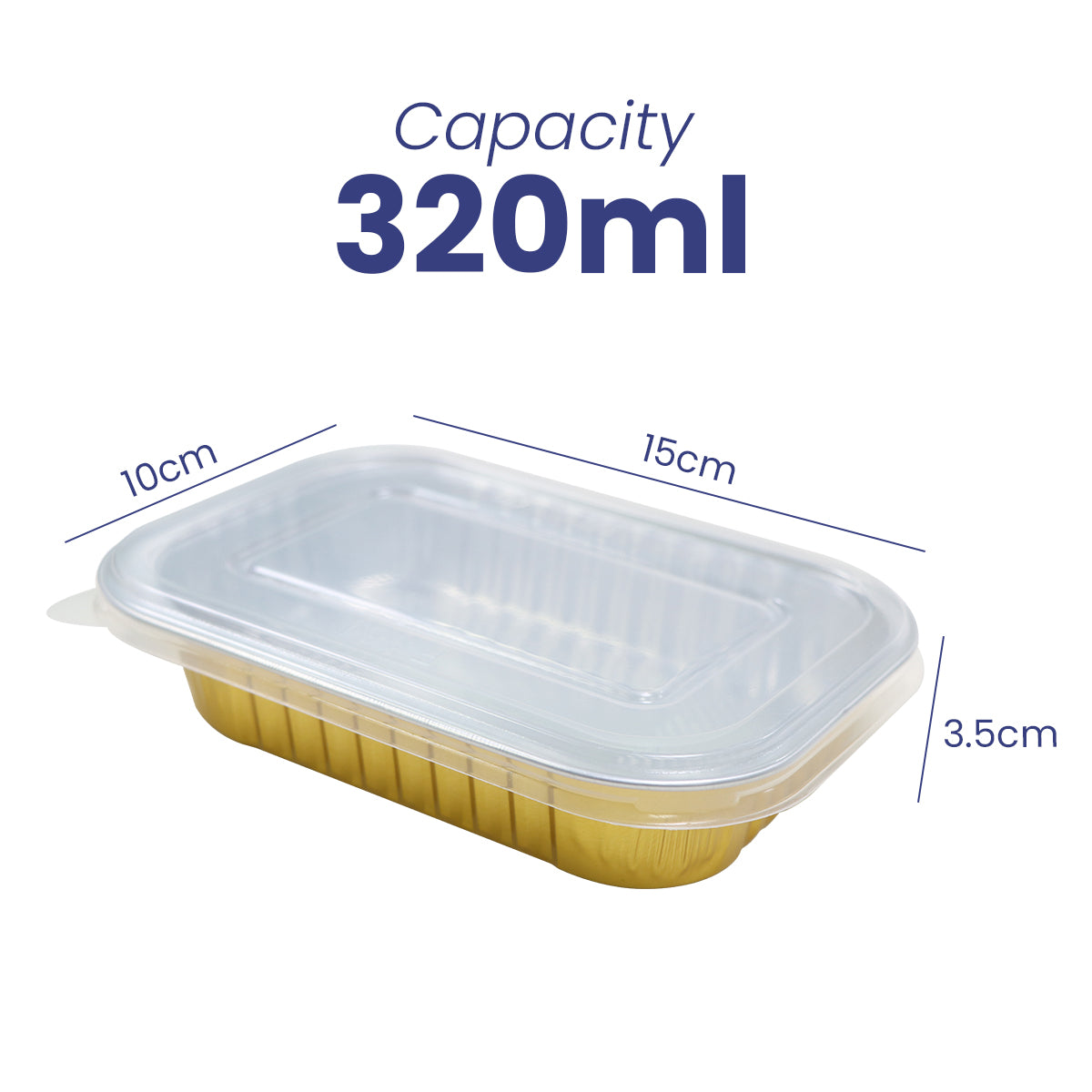 Gold Aluminum Foil Container 320ML With Lid