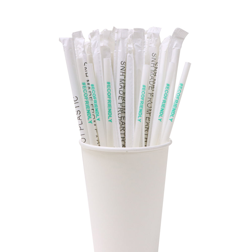 Eco Friendly Biodegradable Straw 6MM White 10,000 Pieces