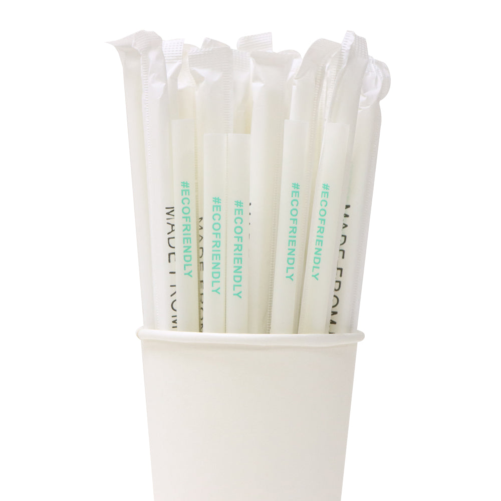 Eco Friendly Biodegradable Straw 8MM White 10,000 Pieces